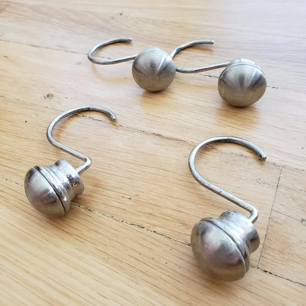 Metal Semi-Circle Ball Shower Curtain Hooks Set of 10